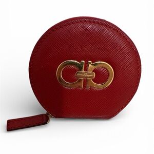 Salvatore Ferragamo Red Round Coin Wallet